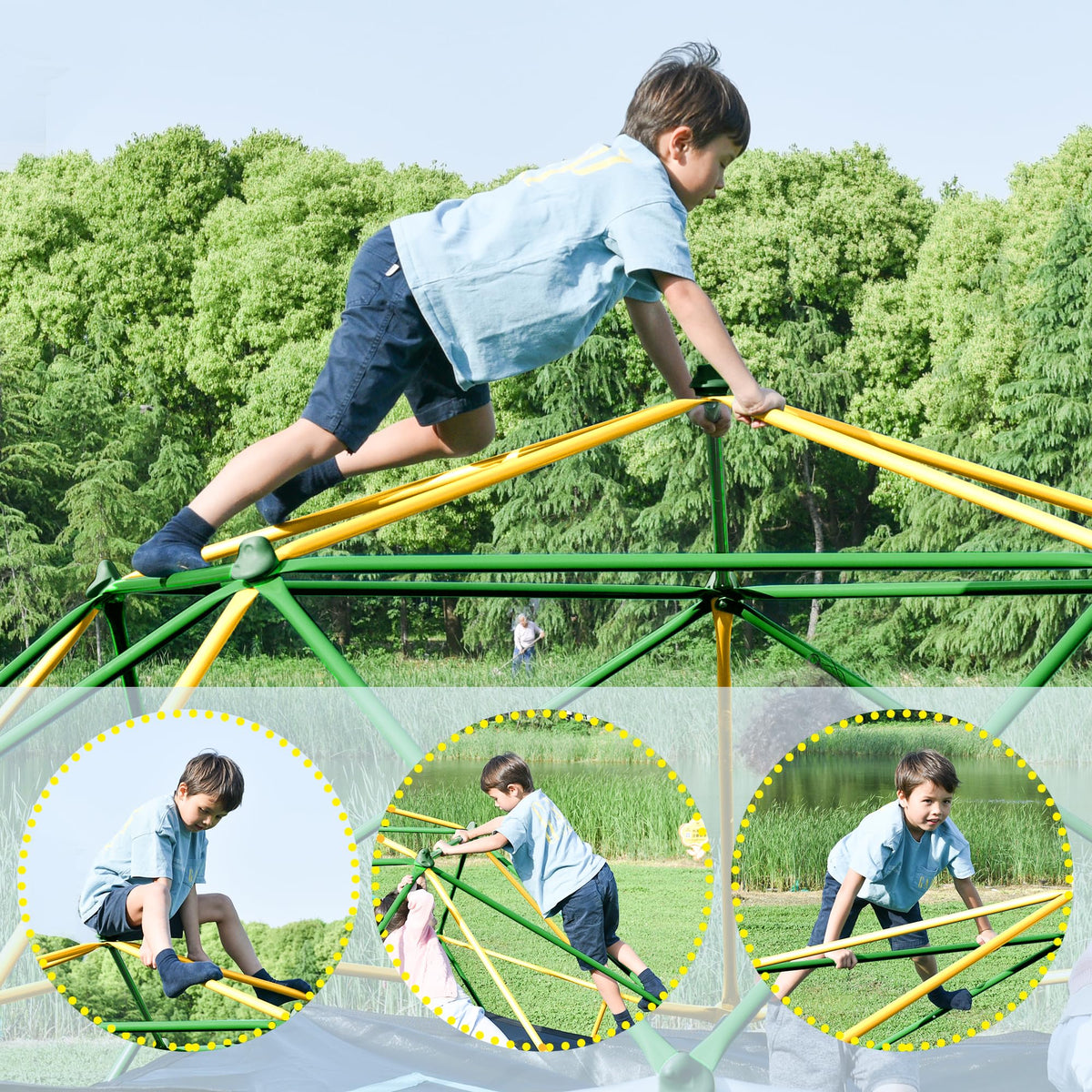 Merax 12FT Climbing Dome, Outdoor Dome Climber for Kids 3-10 Supporting 1000 lbs, Easy Assembly Playground Jungle Gym Backyard Play Equipment (12FT Climbing Dome)