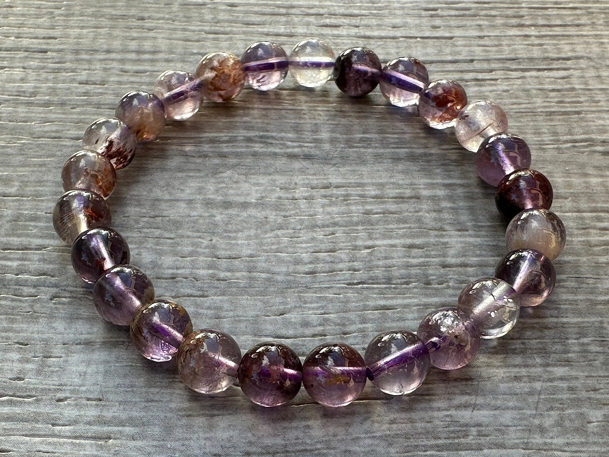 GAF TREASURES Super 7 Crystal Bead Bracelet 7-8mm, Genuine Super 7 Stretch Gemstone Bracelet, Healing Crystal Bracelet, Gift for Men & Women (1)