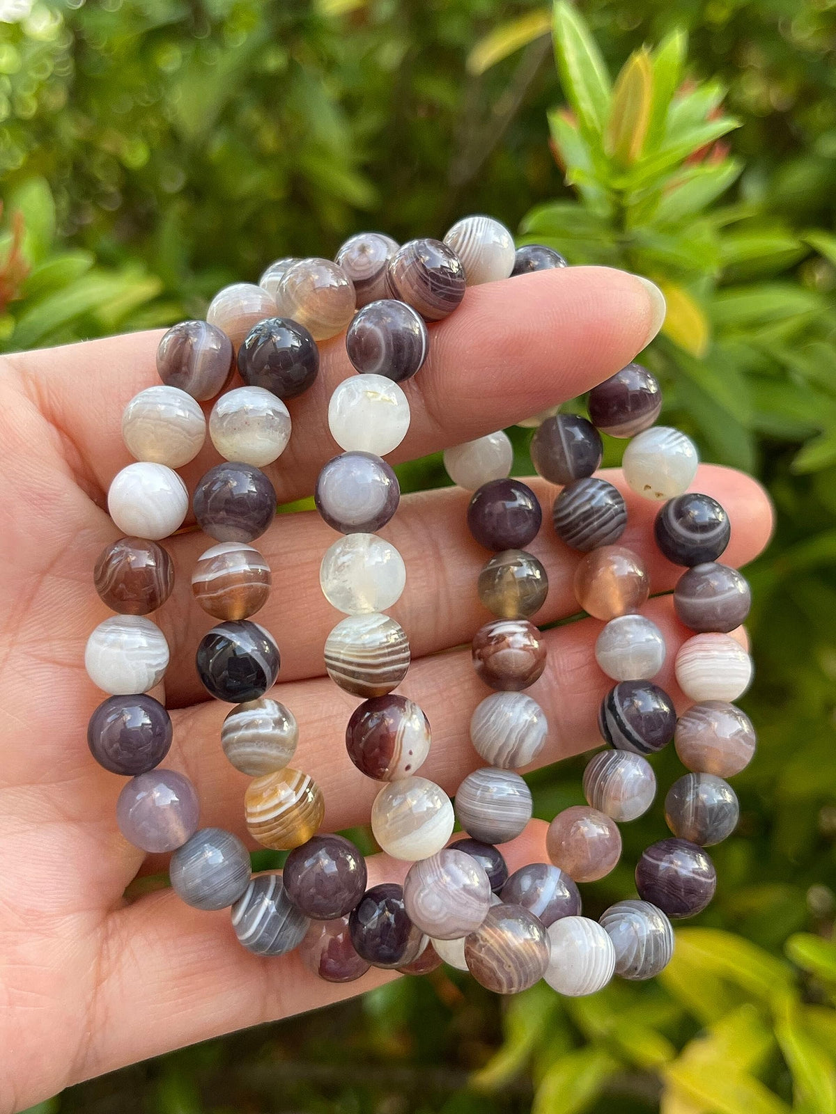 GAF TREASURES Botswana Agate Crystal Bead Bracelet 8mm, Genuine Botswana Agate Stretch Gemstone Bracelet, Healing Crystal Bracelet, Gift for Men & Women (1)