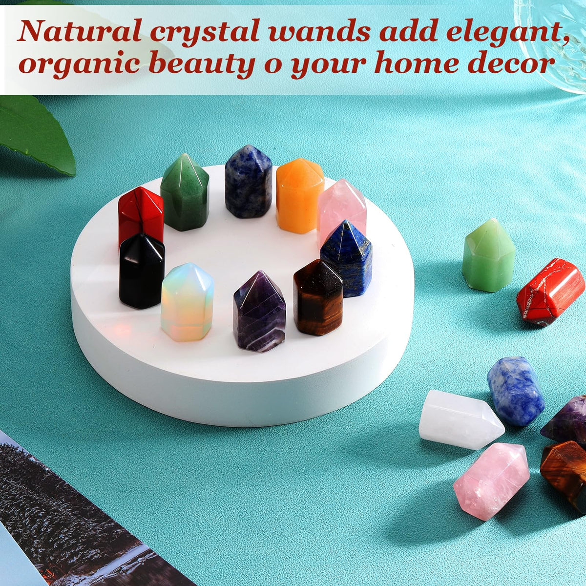 MECCANIXITY Crystals Wands Tiger's Eye Hexagonal Faceted Single Points Towers Pocket Polished Stone Bulk for Energy Chakra Meditation Crystal Healing, 15 x 25mm (Yellow),5Pcs