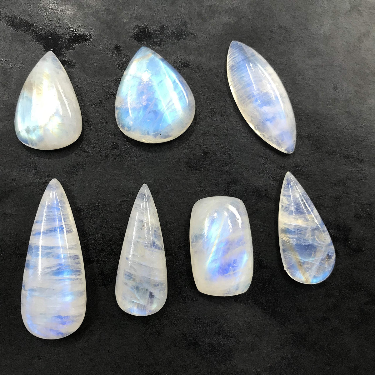 GEMKORA (4 to 5pcs) Natural Rainbow Moonstone Gemstone Wholesale Cabochons Lot, Jewelry Making Loose Gemstone, Polished Decor, DIY, Wire Wrapping, Reiki, Wikka, Healing Crystals, Bulk Gemstone