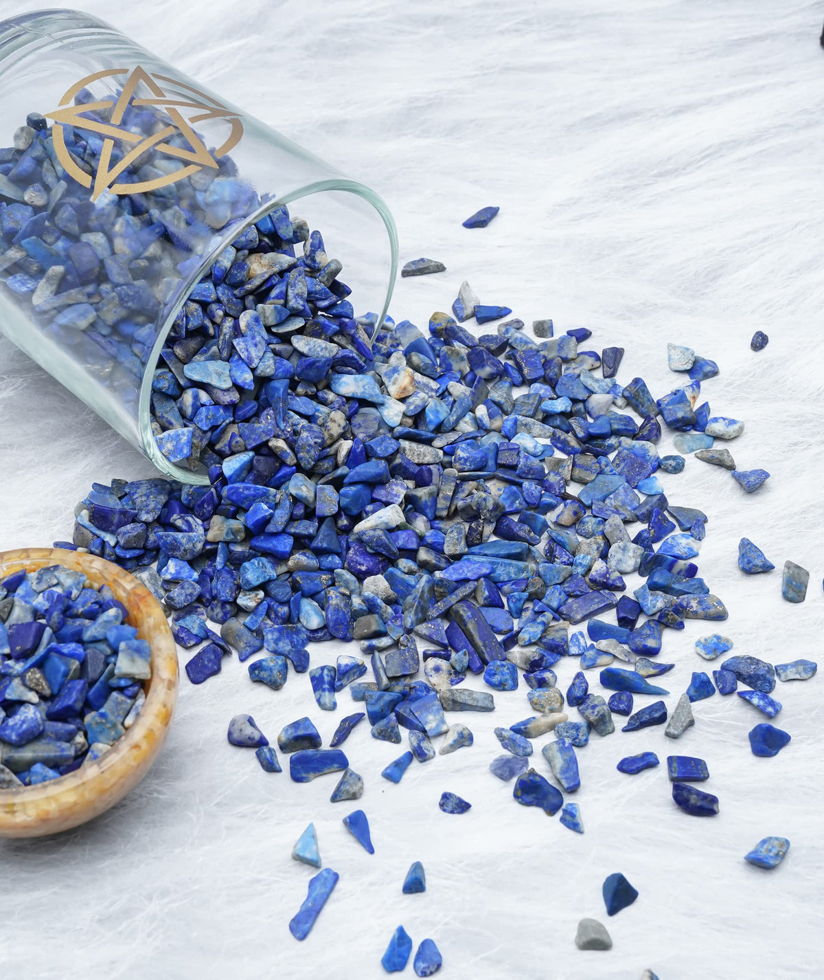 Crocon 1/2 LB Crushed Lapis Lazuli Chips Bulk Stones 1100+ Carats Natural Quartz Pieces Irregular Shape Gemstones for Gifts & Chakra Healing Crystals Home Décor Gifts for Women