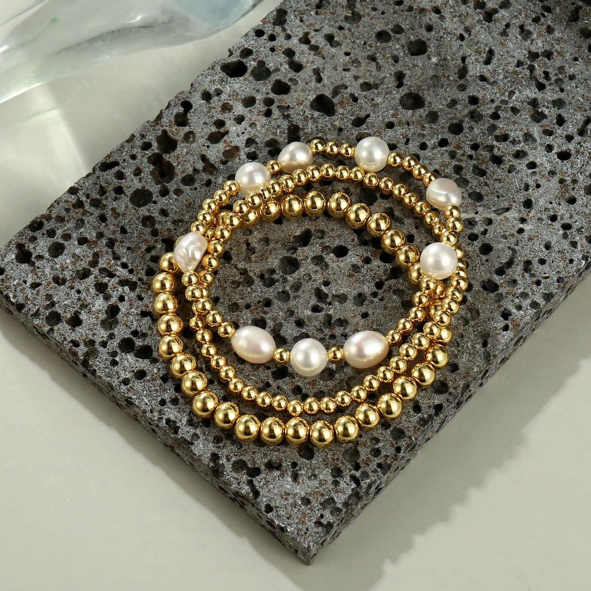 Badu Gold Beaded Bracelets for Women Boho Crystal Multiple Layered Stackable Wrap Bangle Set Paperclip Chain Trendy Jewelry (Gold-3Pcs-Pear2)