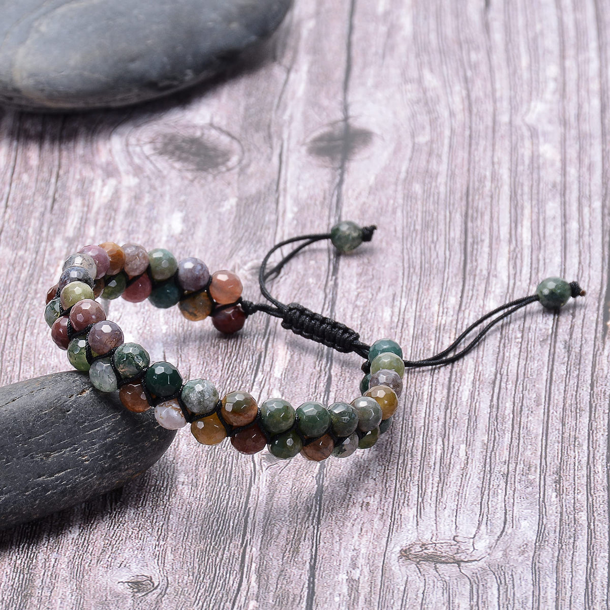 Echos Healing Stones Mens Bracelet – Natural Jade Bracelet for Women & Men, Genuine Jade Stone Jewelry for Good Luck & Prosperity | Handmade Adjustable Green Jade Bracelet (6mm)