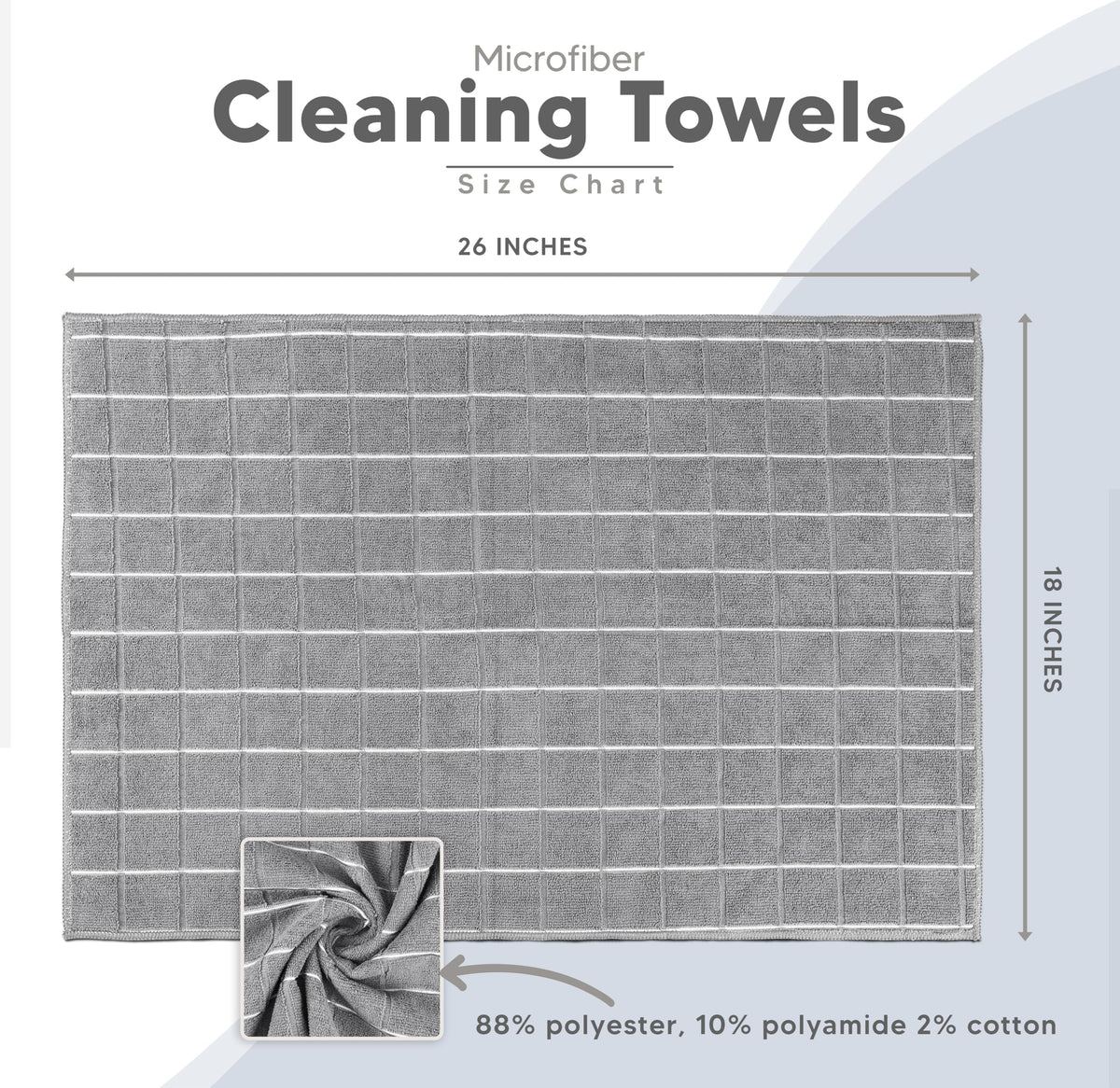 Utopia Towels - Microfiber Kitchen Towels, Super Absorbent 18 x 26 Inches, Durable, Soft, and Lint Free Dish Towels, Ideal for Cleaning Dishes, Pans, and Kitchen Appliance (8 Pack, Grey)