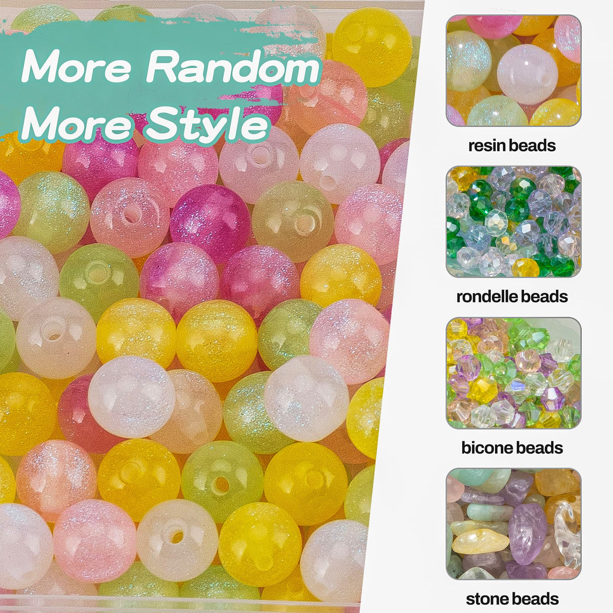 Craft Glass Assorted Beads for Bracelet Making Kit, Including Rondelle Beads, Facted crystal Beads, Ideal for DIY Handmade, Charms, Necklaces & Accessories, Jewelry Making Supplies for Beads Lovers