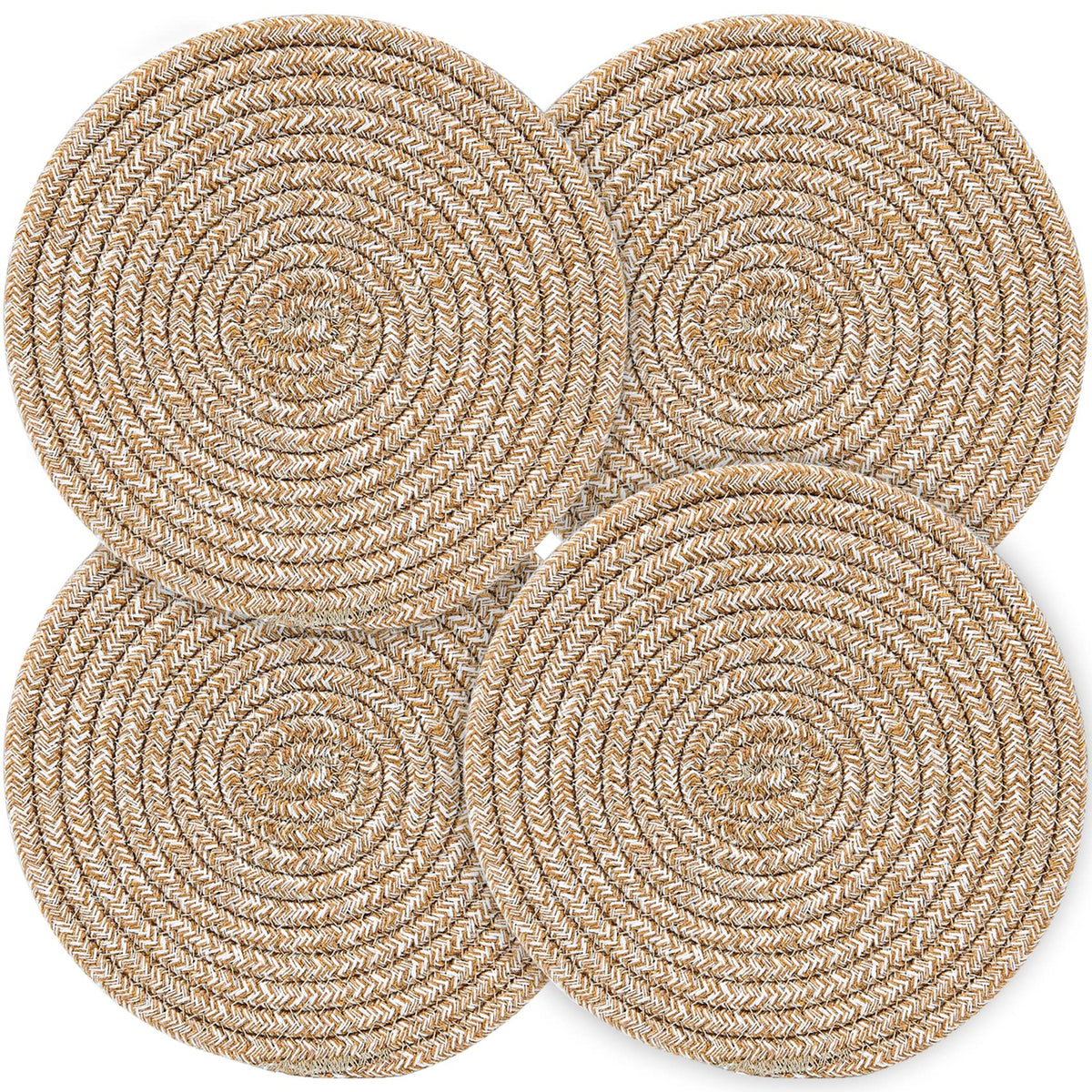 Pot Holders Trivets Set 4 Pcs, Potholders for Kitchens, 100% Pure Cotton Thread Weave Trivets for Hot Dishes/Pot/Bowl/Teapot/Hot Pot Holders, 7.9 Inches