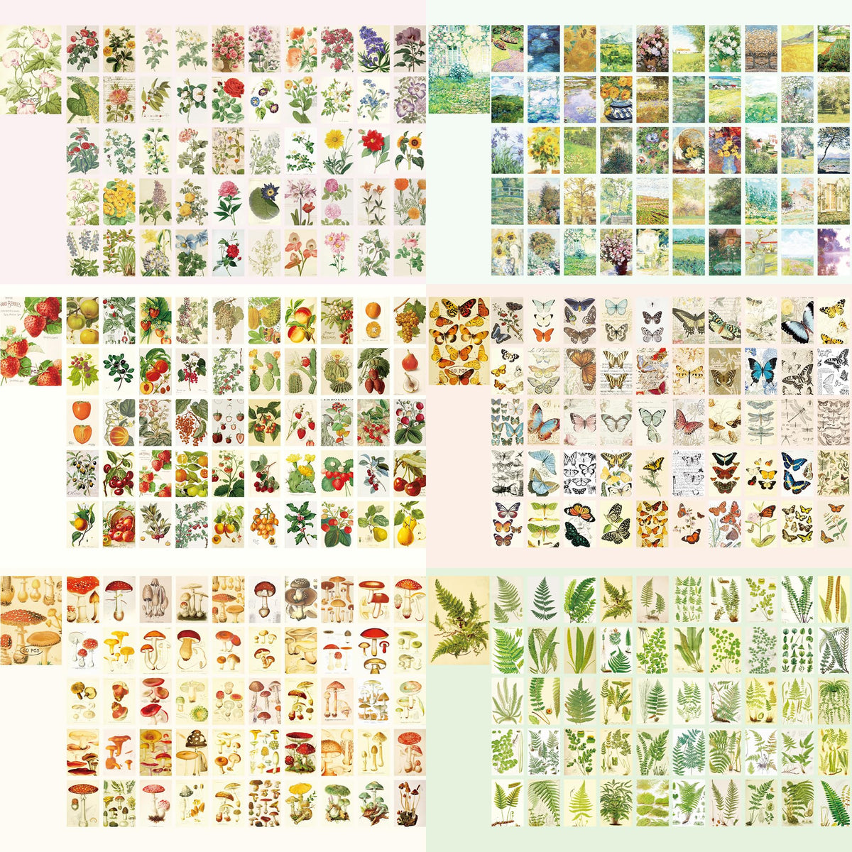9 Sets 450 Sheets Washi Stickers for Journaling, Plants Fruit Flowers Butterfly Shell Boho Stickers Vintage Aesthetic Scrapbook Sticker for Bullet Journal Art Diary Card Craft Gifts Planner Notebook