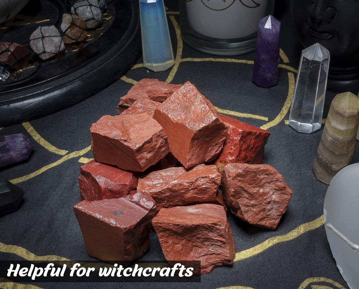 Crocon® 1LB Red Jasper Rough Bulk Rocks Natural Stone Spiritual Gifts Raw Gemstone Crystals and Stones Tumbling Cabbing Polishing Gem Mining Chakra Balancing Reiki Healing Home Office Décor