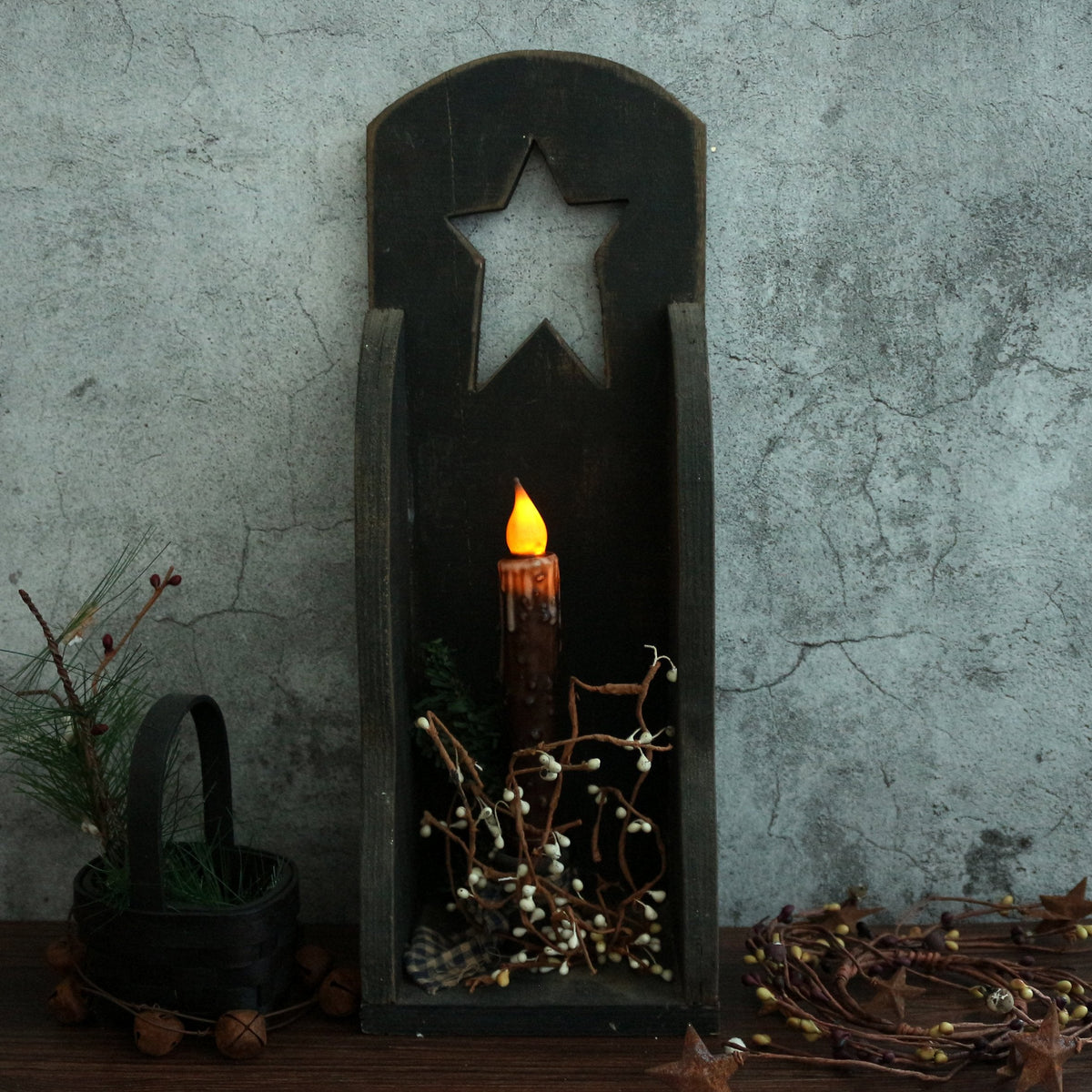 CVHOMEDECO. Real Wax Hand Dipped Battery Operated LED Timer Taper Candles Rustic Primitive Flameless Lights Décor, 6-3/4 Inch, Brwon, 6 PCS in a Package
