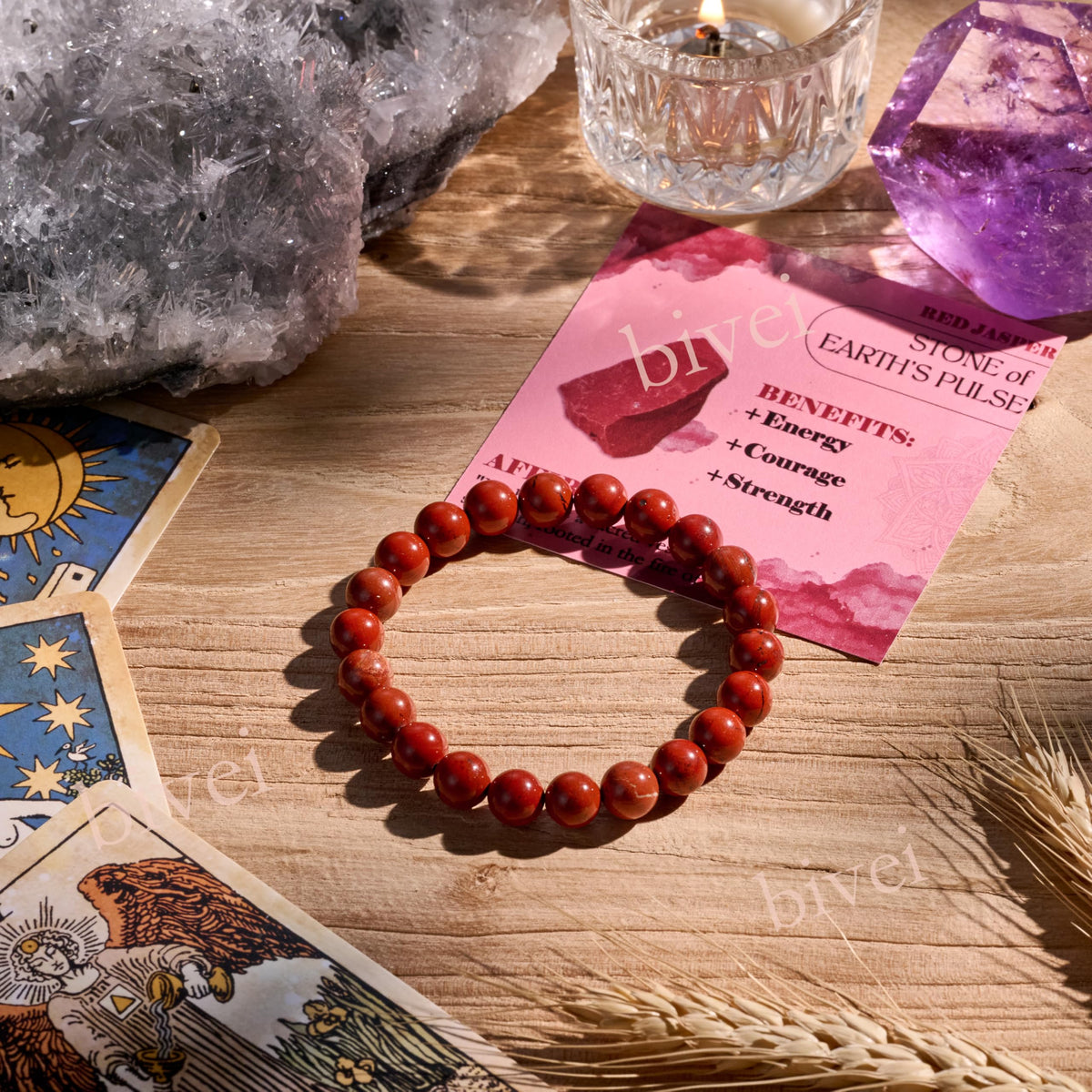 Red Jasper-Strong Base-8mm Beaded Bracelets for Women Handmade Semi Precious Natural Stone Stretch Elastic Jewelry Yoga Protection Gifts
