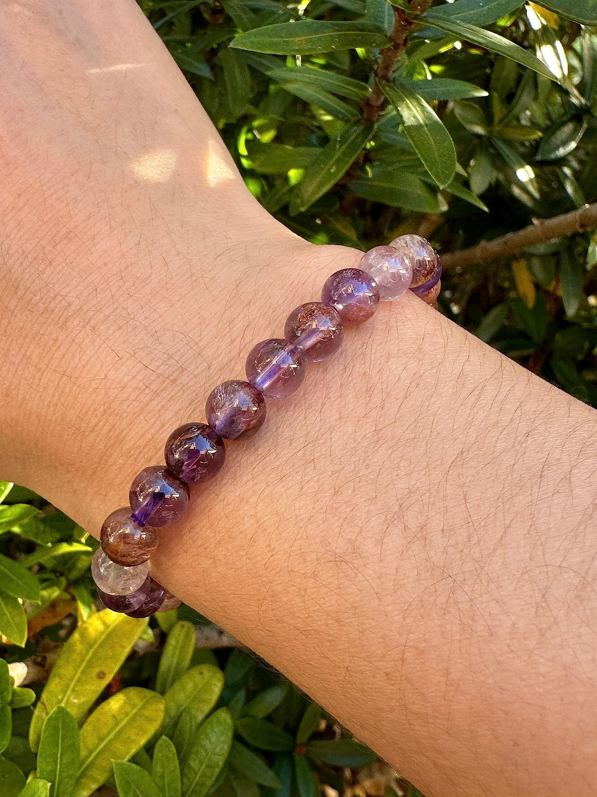 GAF TREASURES Super 7 Crystal Bead Bracelet 7-8mm, Genuine Super 7 Stretch Gemstone Bracelet, Healing Crystal Bracelet, Gift for Men & Women (1)