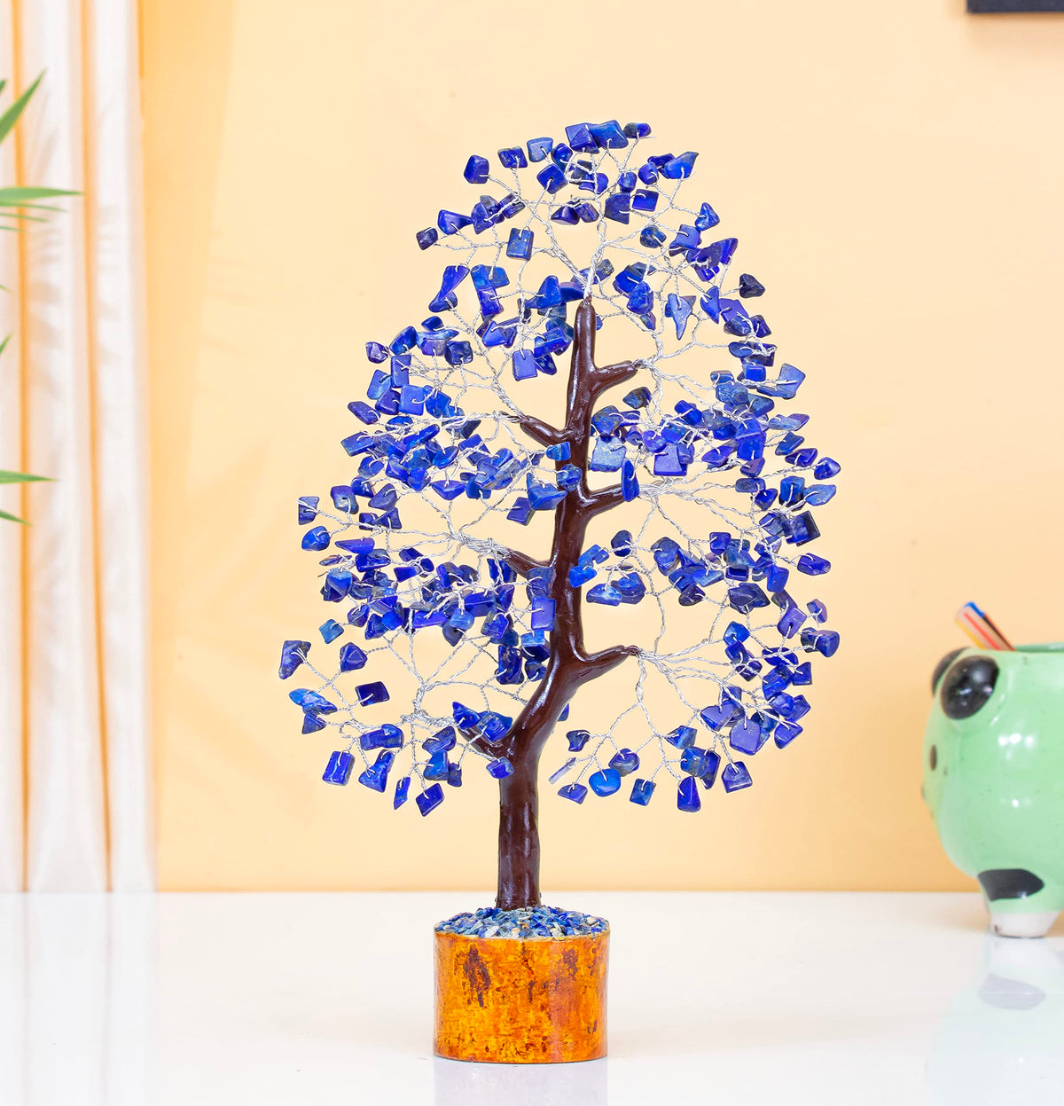 Crocon® Lapis Lazuli Crystal Tree of Life Birthday Gifts for Men, Dad, Friends Healing Crystals Spiritual Blue Shelf Crystal Decor Feng Shui Table Decor Gift for Men Housewarming Home Decor Gift