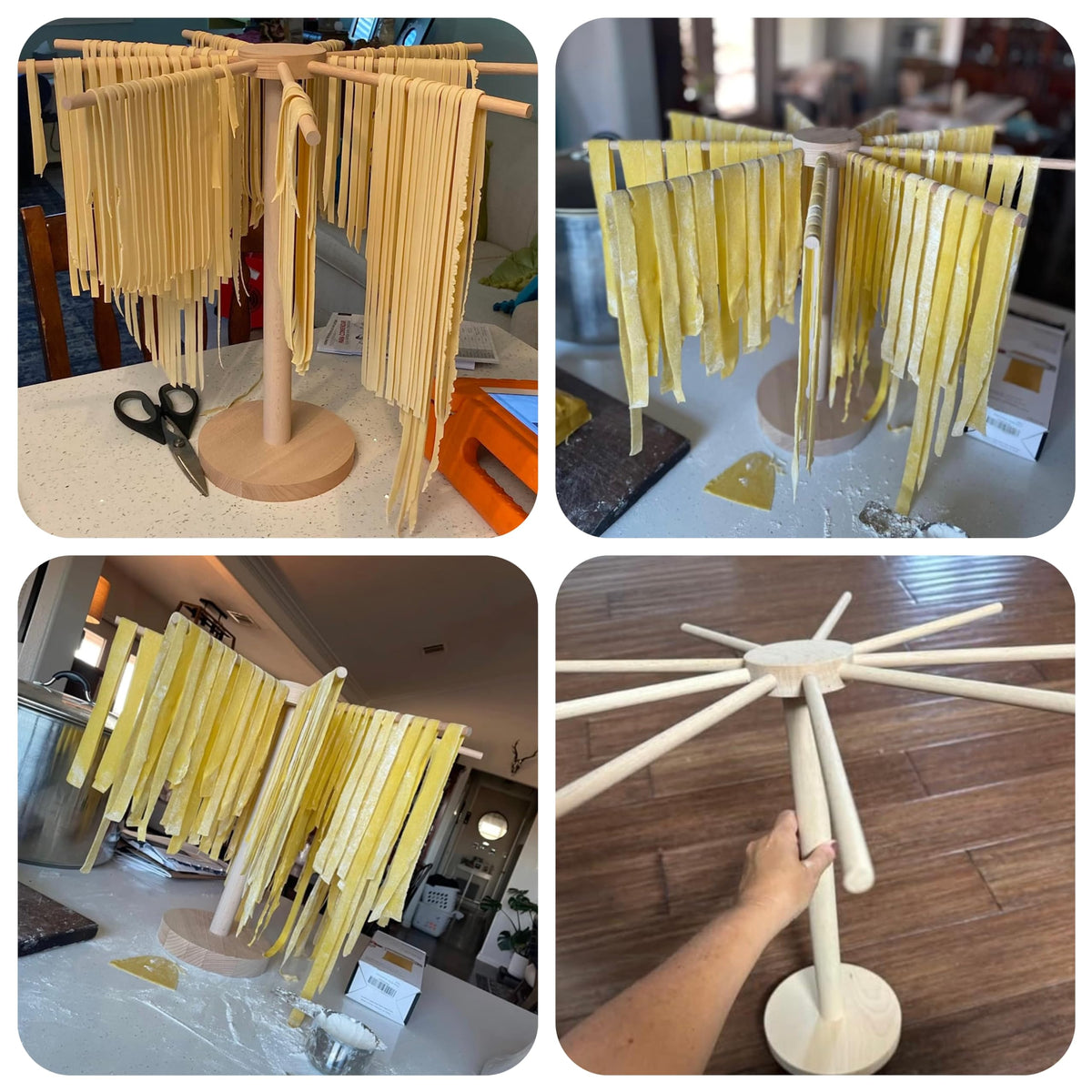 Pasta Drying Rack, Large Wood Pasta Rack Collapsible for Fresh Pasta Noodle Spaghetti Dryer Hanger Stand