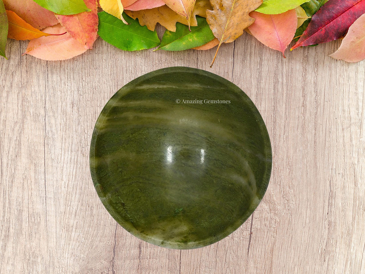 Vesuvianite Crystal Bowl - 2 Inch Decorative Bowls for Room and Home Decor - Gemstone Healing Crystals for Elegant Display, Positive Energy Balance and Gift