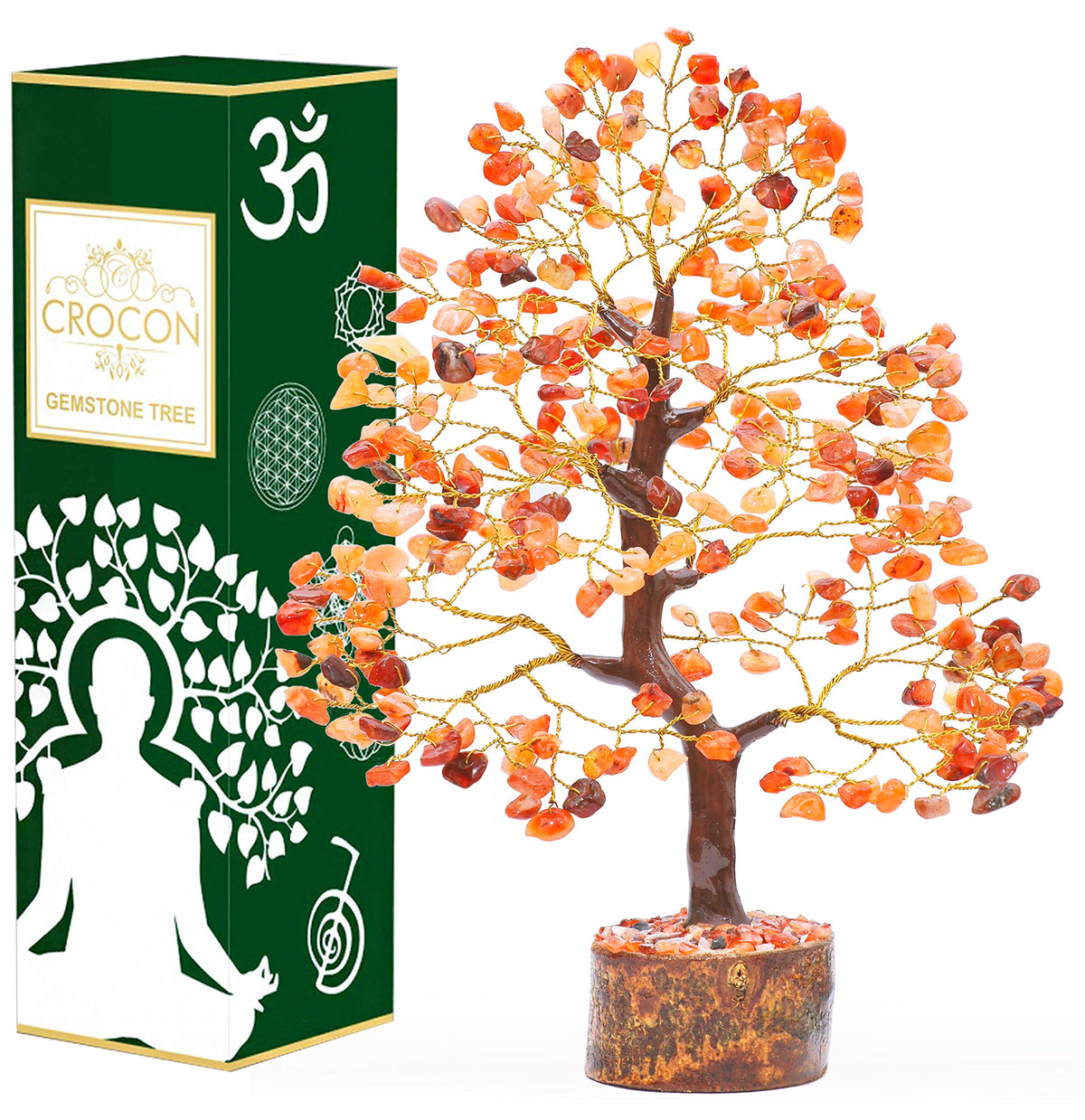 Crocon® Carnelian Crystals Tree, Birthday Gifts for Women, House Warming Gifts New Home Decor, Healing Crystals Spiritual Present, Birthday Gift for Mom, Orange Decor, Gemstones Money Tree Positivity