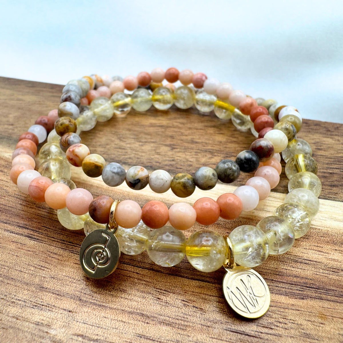 Joy Crystal Bracelet Stack 4mm – Healing Stone Beaded Bracelets – Orange Aventurine,Crazy Lace Agate, and Citrine, Spiritual Energy Jewelry for Motivation, Uplifting Energy, Abundance– Elastic, Unisex, Gift-Ready
