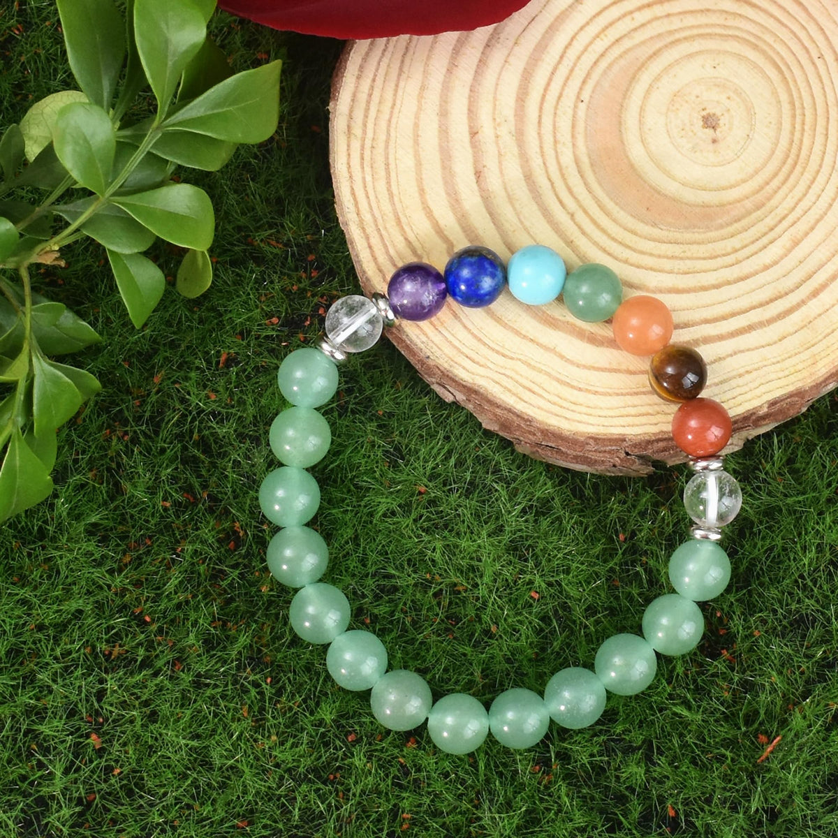 Ayriwoyi 7 Chakra Bracelet for Women Green Aventurine Bracelet Healing Stone Beaded Spiritual Bracelet Crystals And Healing Stones Bracelets