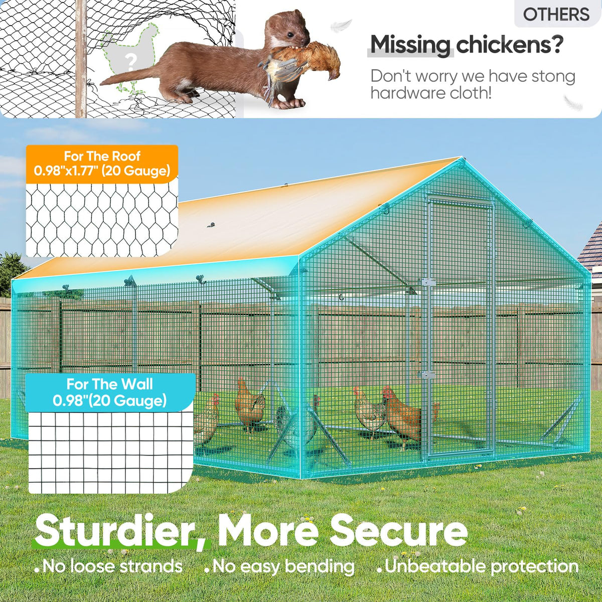 Quictent Advanced Series 12x9 ft Metal Chicken Coop Run with Climbing Ladder, Large Walk-in Outdoor Poultry Cage Heavy Duty Predator Proof Hen Duck Rabbit Farm Pen House, Waterproof Anti-UV Cover