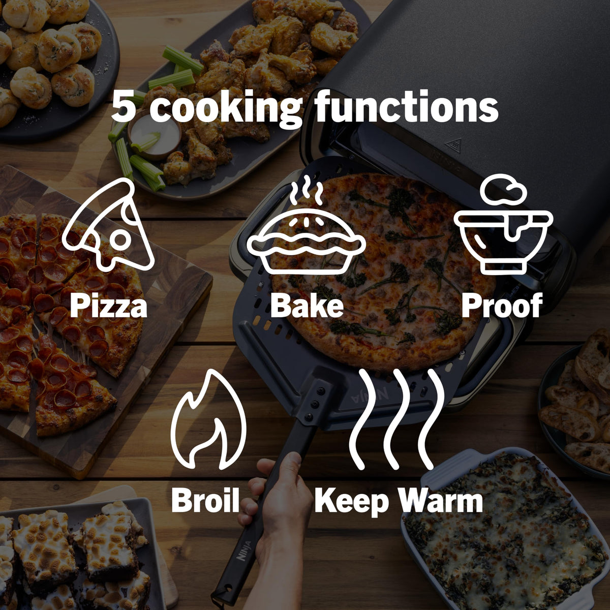 Ninja Artisan Outdoor Pizza Oven, 12-inch, 3-minute Pizza, Neapolitan, Thin Crust, New York Chicago, Custom, 700F Max Temperature, Electric Heat, Bake, Broil, Proof, Warm, Blue, MO201BL1