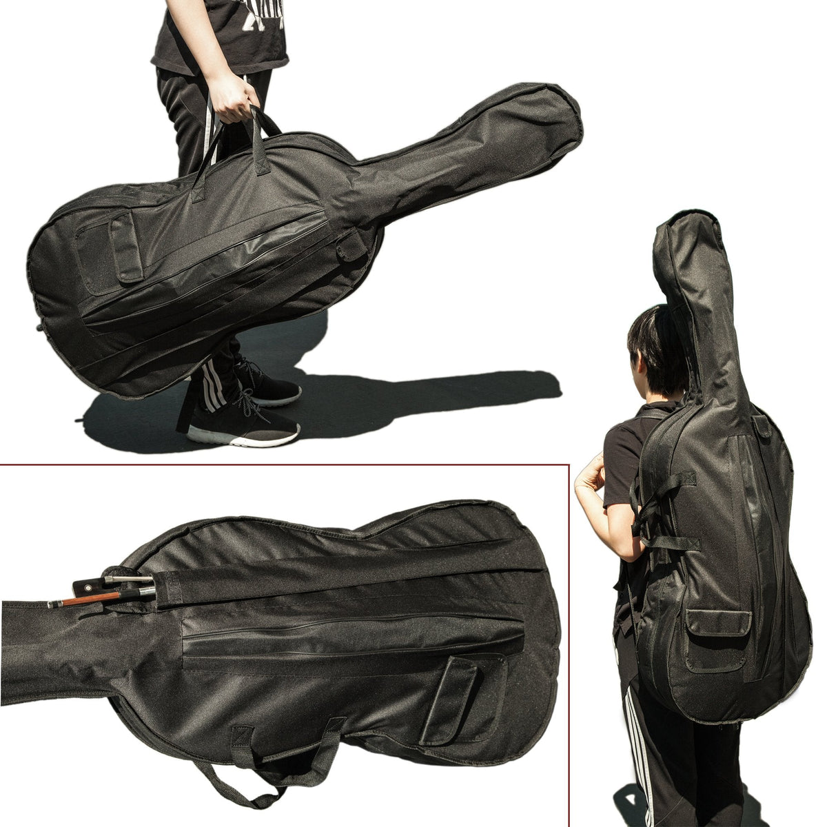 Paititi CE4009SE AVANT-GARDE Ebony Fitted Solid Wood Acoustic Cello with Soft Case, Brazilwood Bow, Rosin and Stopper (3/4)