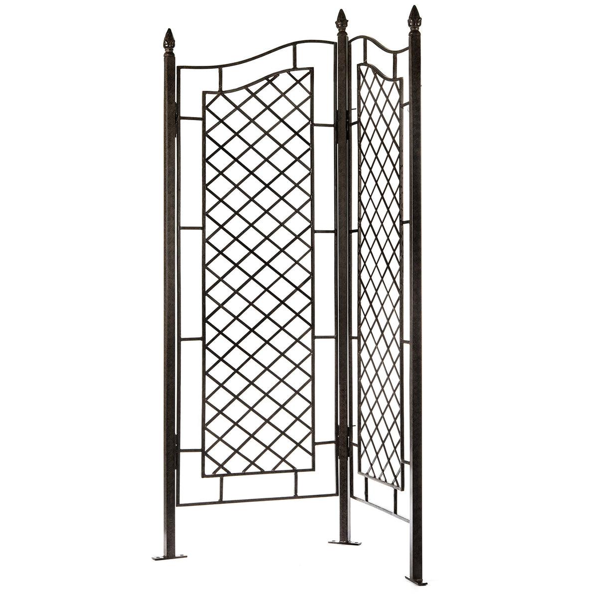 H Potter Large 2-Panel Garden Trellis 72" Installed Height, 75 lb Heavy Iron Privacy Screen, Freestanding Metal Outdoor Landscape Structure GAR573