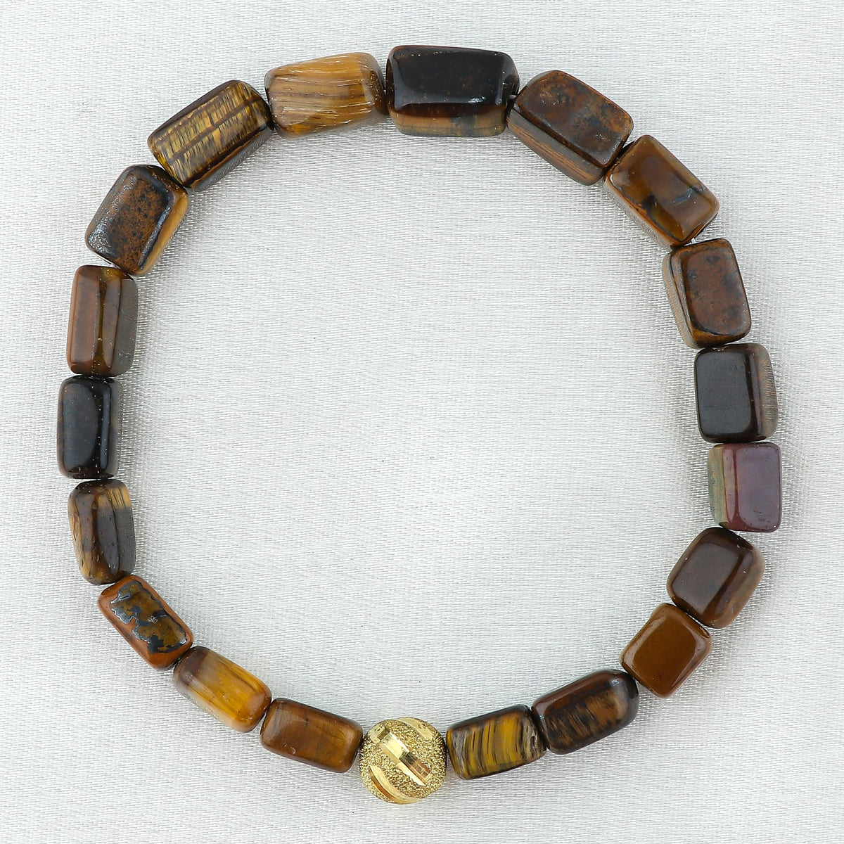CRYSTALIS Tiger Eye Elastic Stretch Bracelet, Natural Beads, Chakra Healing Jewelry for Men & Women, Adjustable Bracelet, Everyday Wear, Gift Giving Bracelet, 7.25 to 7.50 inch