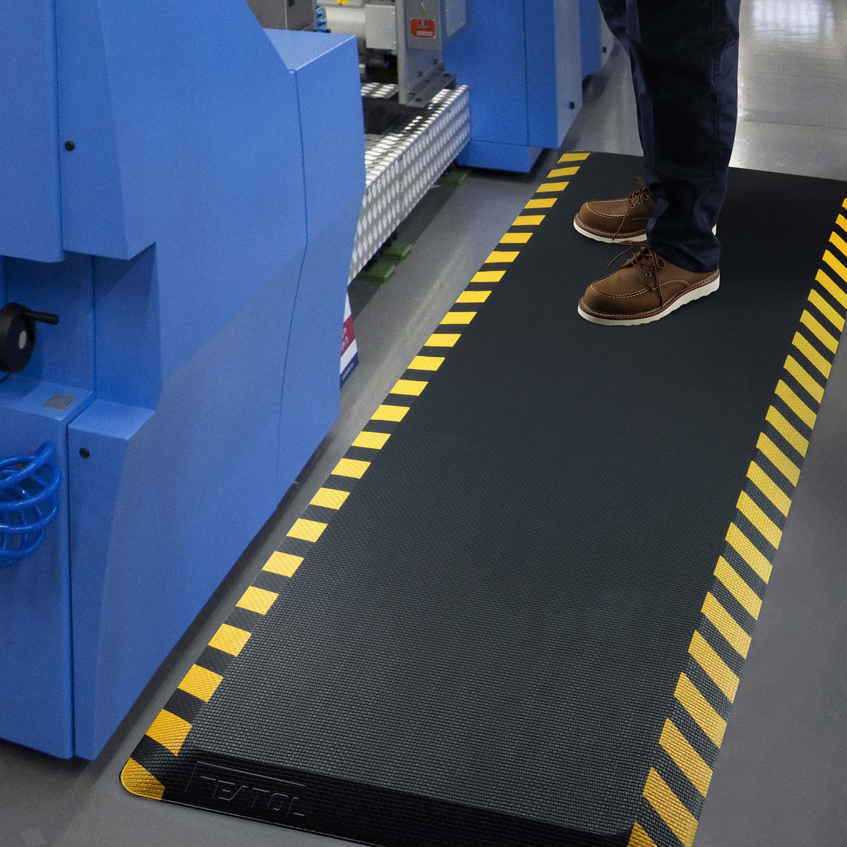 FEATOL Anti Fatigue Mat Industrial, Ergonomic Standing Floor Mat for Work for Stand -Safety Support for Leg & Back Pain(Yellow Border, 24" x 70", 1PC)