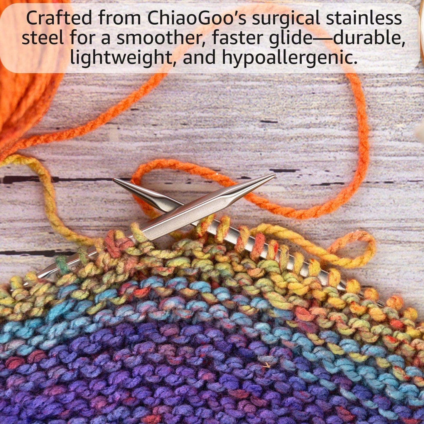 ChiaoGoo Quads 5 in. (13cm) US 8 (5 mm) Interchangeable Circular Knitting Needle Tips Stainless Steel [S] (uses Small Cables) with Stitch Holder