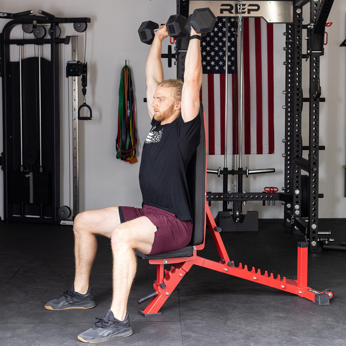 REP AB-3100 Adjustable Weight Bench | Matte Black FID Design | Foldable Fitness Platform for Home Gym | Flat Incline Decline Workout and Strength Training Bench