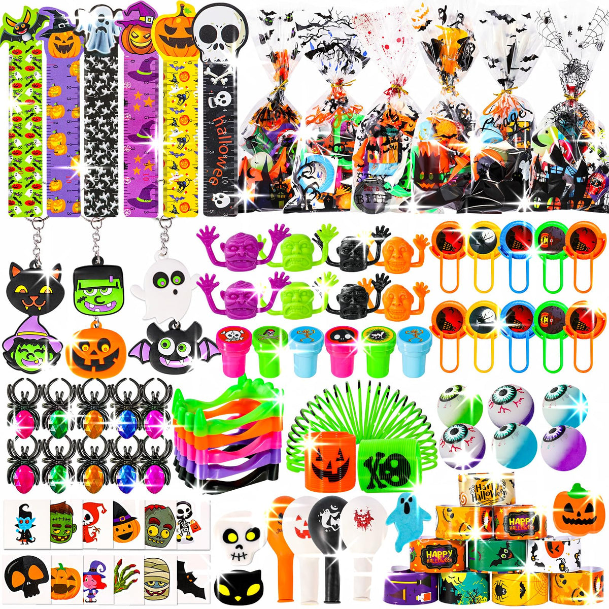 Thuodo 162 PCS Halloween Party Favors for Kids Halloween Toys Bulk Trick or Treat Goodie Bag Fillers Holiday Party Supplies School Classroom Prizes Carnival Gifts