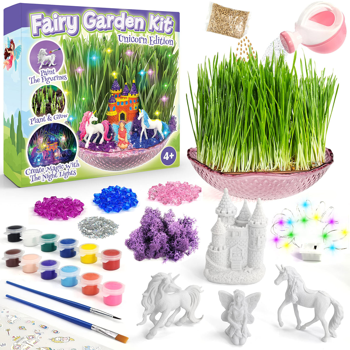 Bloonsy Unicorn Fairy Garden Kit | Light Up Terrarium Kit | STEM Toys | Arts and Crafts for Girls Age 4-12 | Science Presents