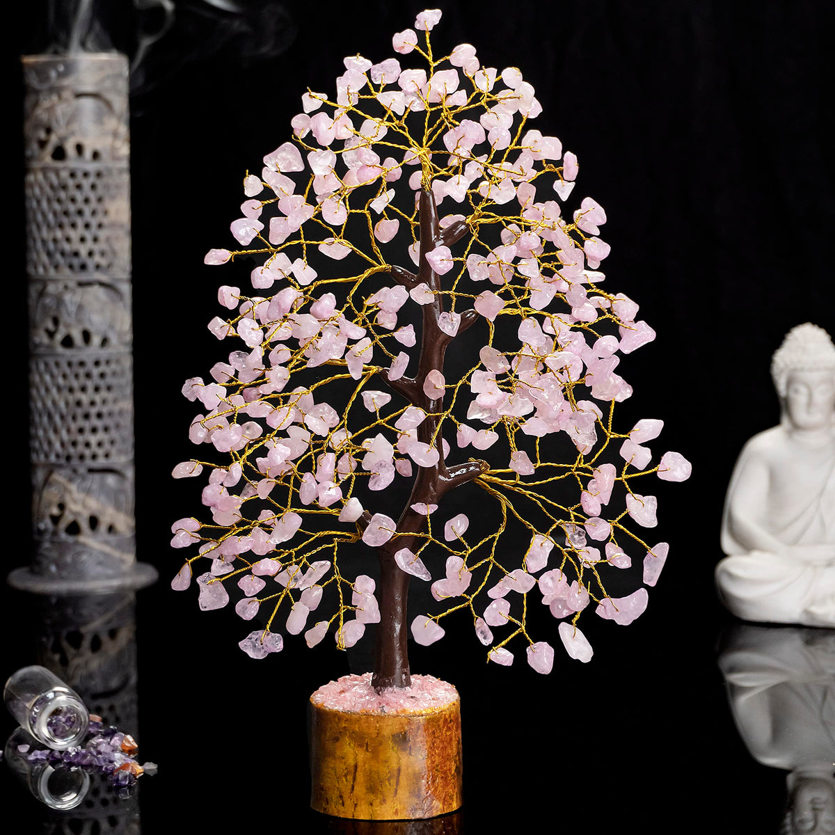 Crocon® Rose Quartz Crystals Tree, Birthday Gifts for Women & Men, Pink Home Decor for Shelf, Healing Crystals Spiritual Gift, House Warming Gift New Home, Birthday Gifts - Mom, Sister & Wife