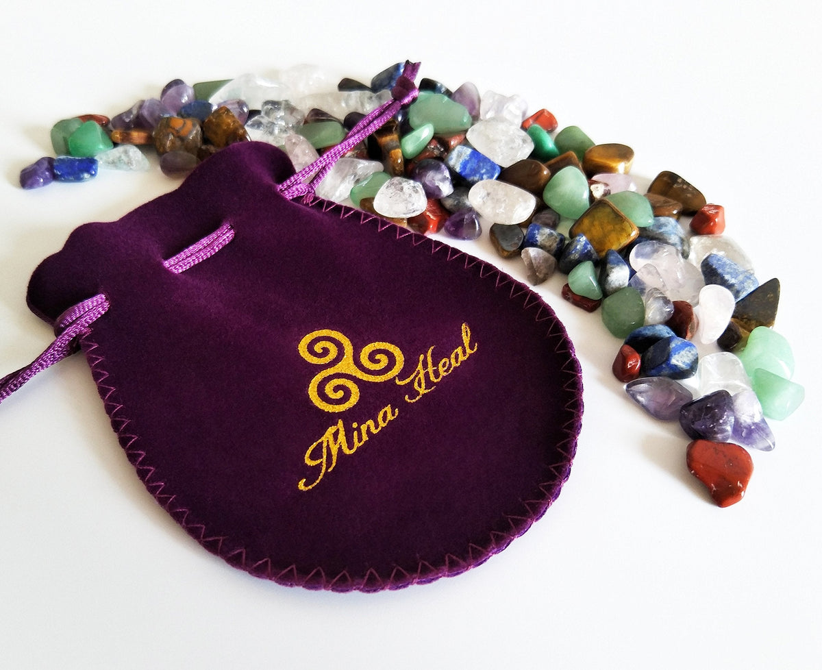 Mina Heal Chakra Stones Collection, Tumbled and Polished Natural Crystas, Mixed 7 Chakra Stones for Meditation, Energy Balance and Decorative Use (160g 15-25mm)
