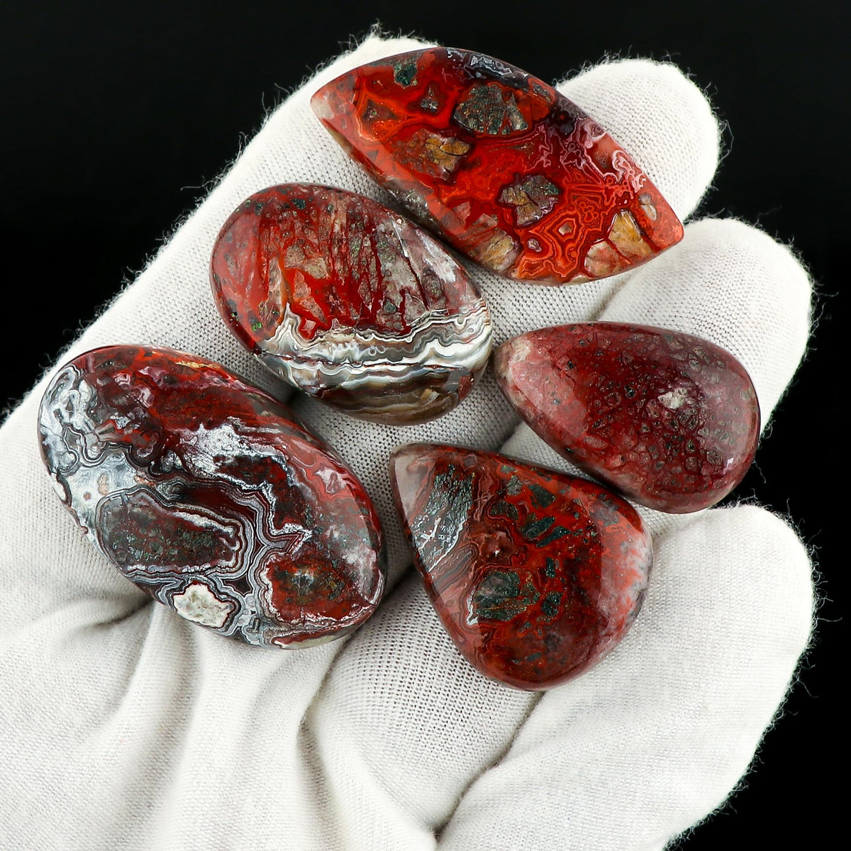 CRYSTALIS 5pcs, 25mm+ Natural Crazy Lace Agate Loose Gemstone Wholesale Bulk Cabochons Jewelry Making Supply, Chakra & Healing Polished Stones, Wire Wrapping, DIY, Gem Collection