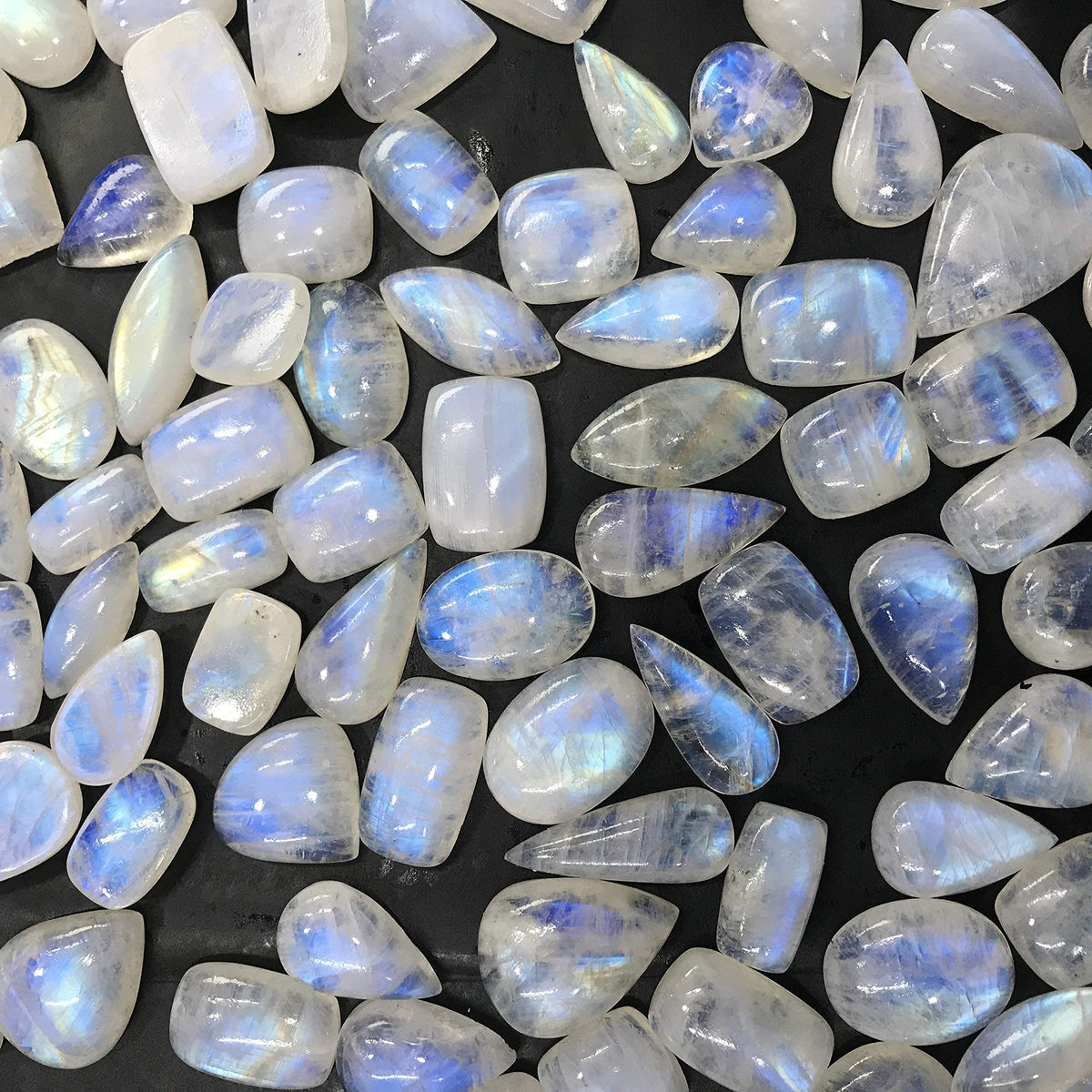 GEMKORA (4 to 5pcs) Natural Rainbow Moonstone Gemstone Wholesale Cabochons Lot, Jewelry Making Loose Gemstone, Polished Decor, DIY, Wire Wrapping, Reiki, Wikka, Healing Crystals, Bulk Gemstone