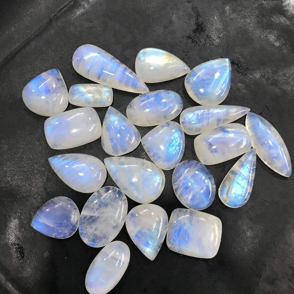 GEMKORA (4 to 5pcs) Natural Rainbow Moonstone Gemstone Wholesale Cabochons Lot, Jewelry Making Loose Gemstone, Polished Decor, DIY, Wire Wrapping, Reiki, Wikka, Healing Crystals, Bulk Gemstone