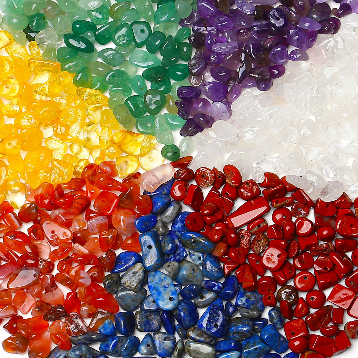 XIANNVXI 7 Chakra Beads, Natural Chip Stone Beads 400Pcs Crystal Bead 5-8mm Irregular Healing Crystal Loose Rocks for DIY Jewelry Making
