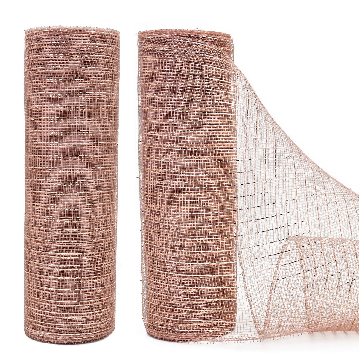 LEEQE 10 Inch Rose Gold Deco Mesh Ribbon Metallic Foil Mesh Ribbon for Wreaths,Crafts,Home Decoration,Halloween,Christmas Tree,20 Yards