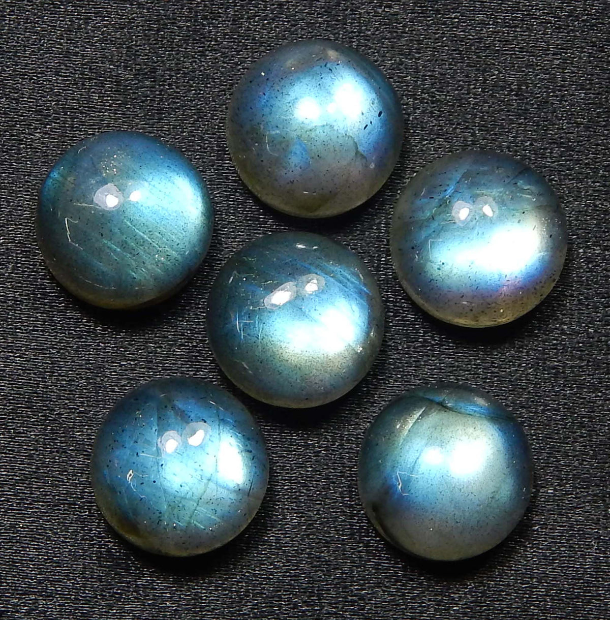 Myhealingworld 9 MM Round Blue Fire AAA Quality Natural Labradorite Calibrated Cabochon Loose Gemstone For Jewelry Making Loose Gemstone 6 pcs Box