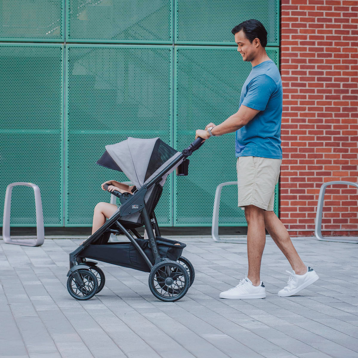 Chicco Corso LE ClearTex Modular Travel System, Corso LE Modular Stroller with KeyFit Max ClearTex Infant Car Seat and Base, Canyon/Grey