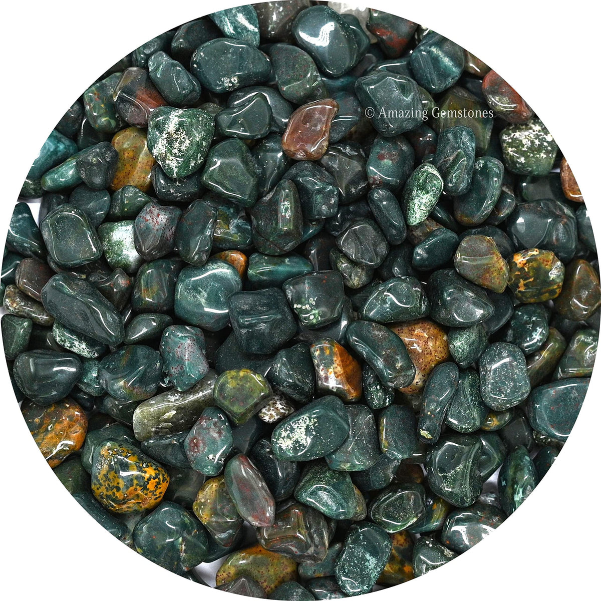 Amazing Gemstone Bloodstone Crystal Chips Aquarium Gravel Rocks - Bloodstone Chips Bulk Fish Tank Gravel, Small Tumbled Stone Chips and Tiny Crystals for Decoration (Natural AAA Grade Gemstones)