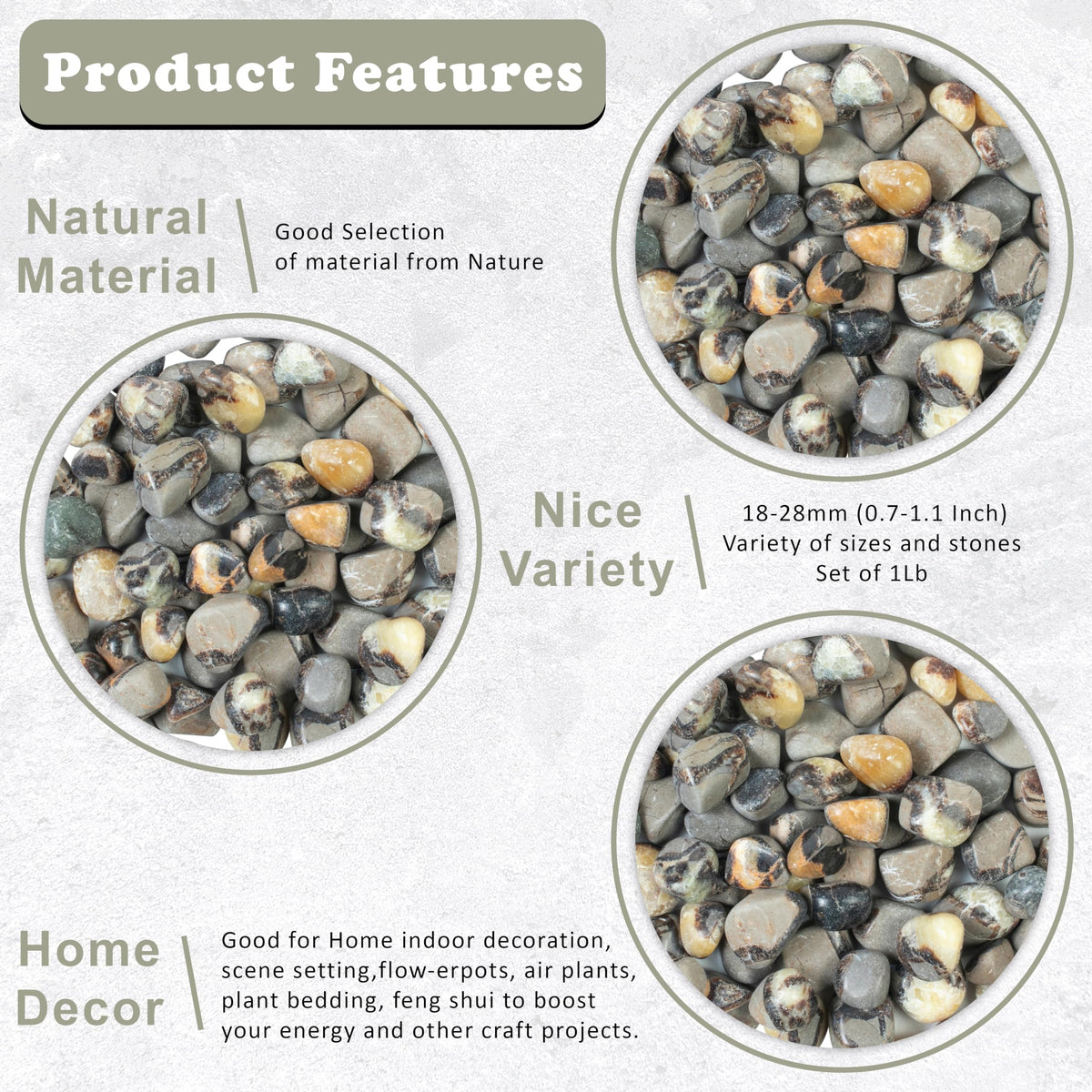 Crocon® 1lb Septarian Tumble Stones And Crystals Bulk 2000+ Carats Natural Crystal Kit For Reiki Healing Crystal Polished, Tumble Stones, Chakra Balancing, Gift, Home Decor Size : 20-25 mm