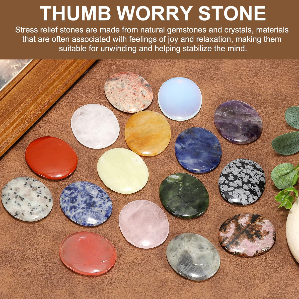 MECCANIXITY 2 Pcs Thumb Worry Stone for Anxiety, Yellow Phan-Tom Quartz Relief Crystals Hand Thumb Stones Pocket Gems Natural Polished for Yoga Meditation Relief