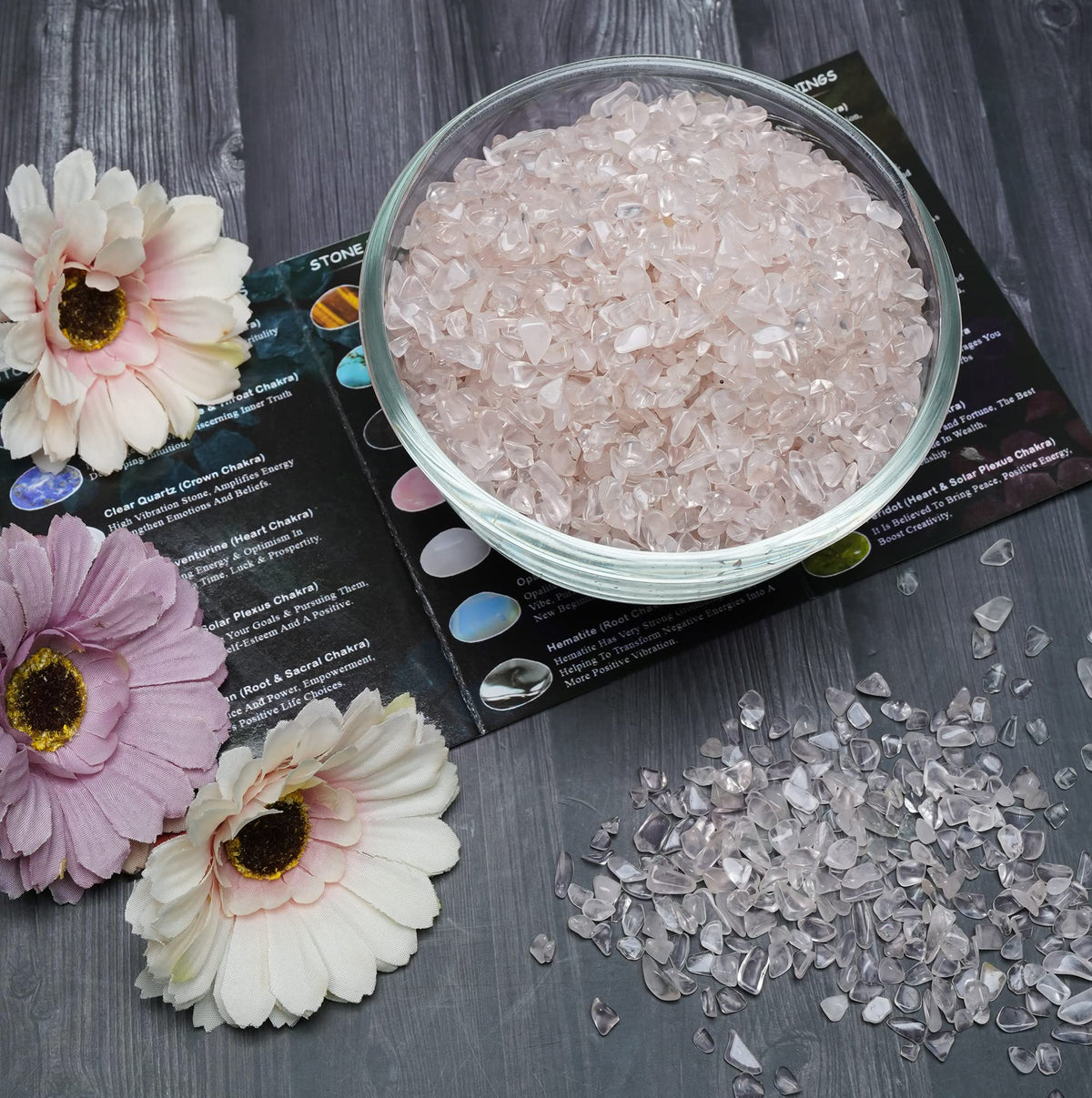 Crocon 1/2 LB Crushed Rose Quartz Chips Bulk Stones 1100+ Carats Natural Quartz Pieces Irregular Shape Gemstones for House Warming Gifts New Home & Chakra Healing Crystals Home Décor Gifts for Women