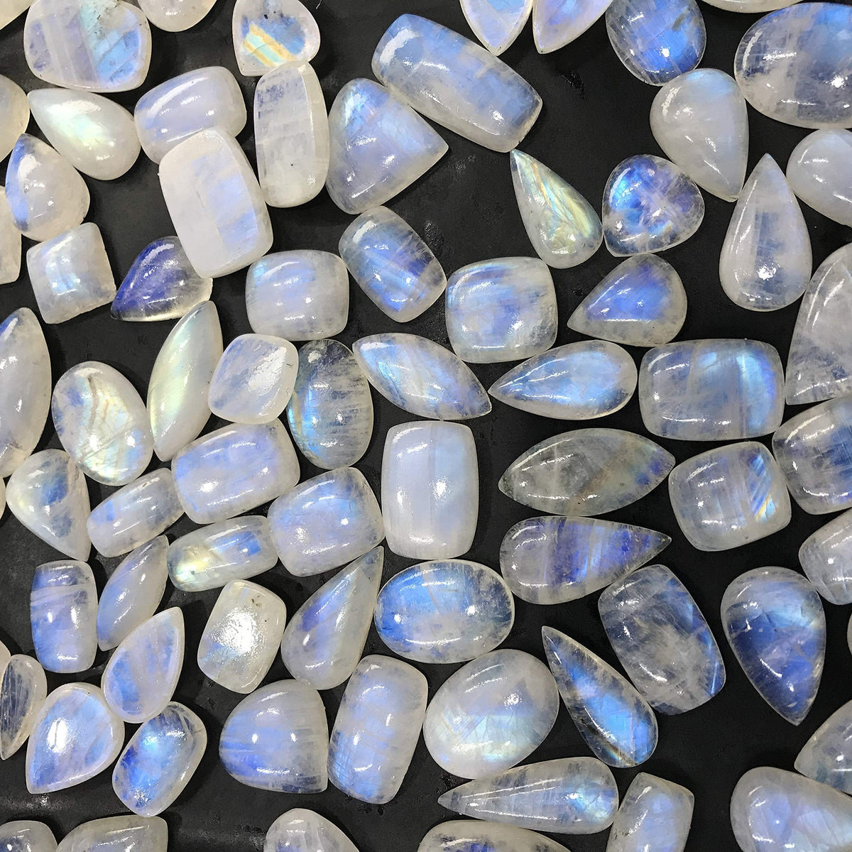 GEMKORA (4 to 5pcs) Natural Rainbow Moonstone Gemstone Wholesale Cabochons Lot, Jewelry Making Loose Gemstone, Polished Decor, DIY, Wire Wrapping, Reiki, Wikka, Healing Crystals, Bulk Gemstone