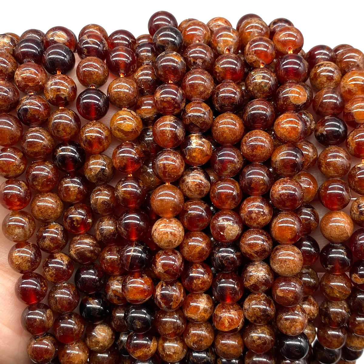 ABCGEMS Madagascan Amber-Orange Hessonite Garnet Beads (Rare Brownish Orange Color) Healing Energy Jewelry Making Smooth Round 10mm
