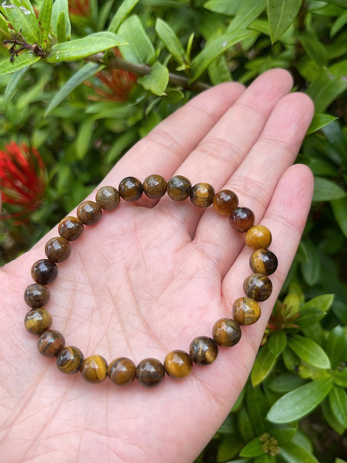GAF TREASURES Tiger Eye Crystal Bead Bracelet 8mm, Genuine Tiger Eye Stretch Gemstone Bracelet, Healing Crystal Bracelet, Gift for Men & Women (1)