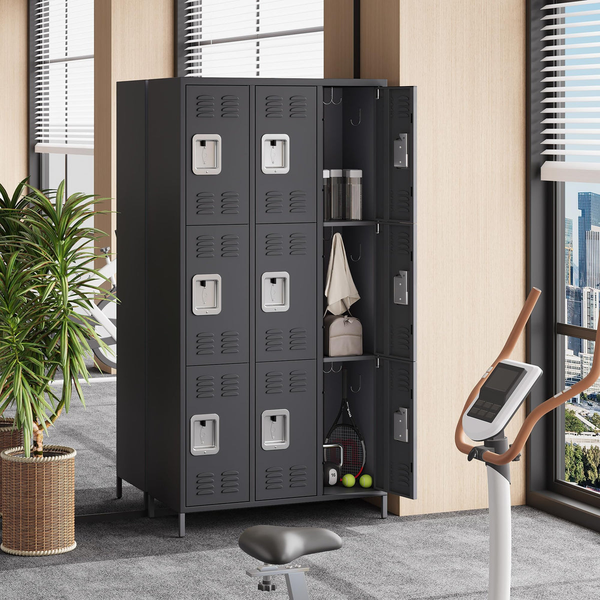 GAOMON 9 Doors Employee Lockers for Office, Metal Sorage Locker Combination, Lockable Employees Metal Locker with Door, Industrial Storage Lockers for Home, School, Gym (9 Doors)