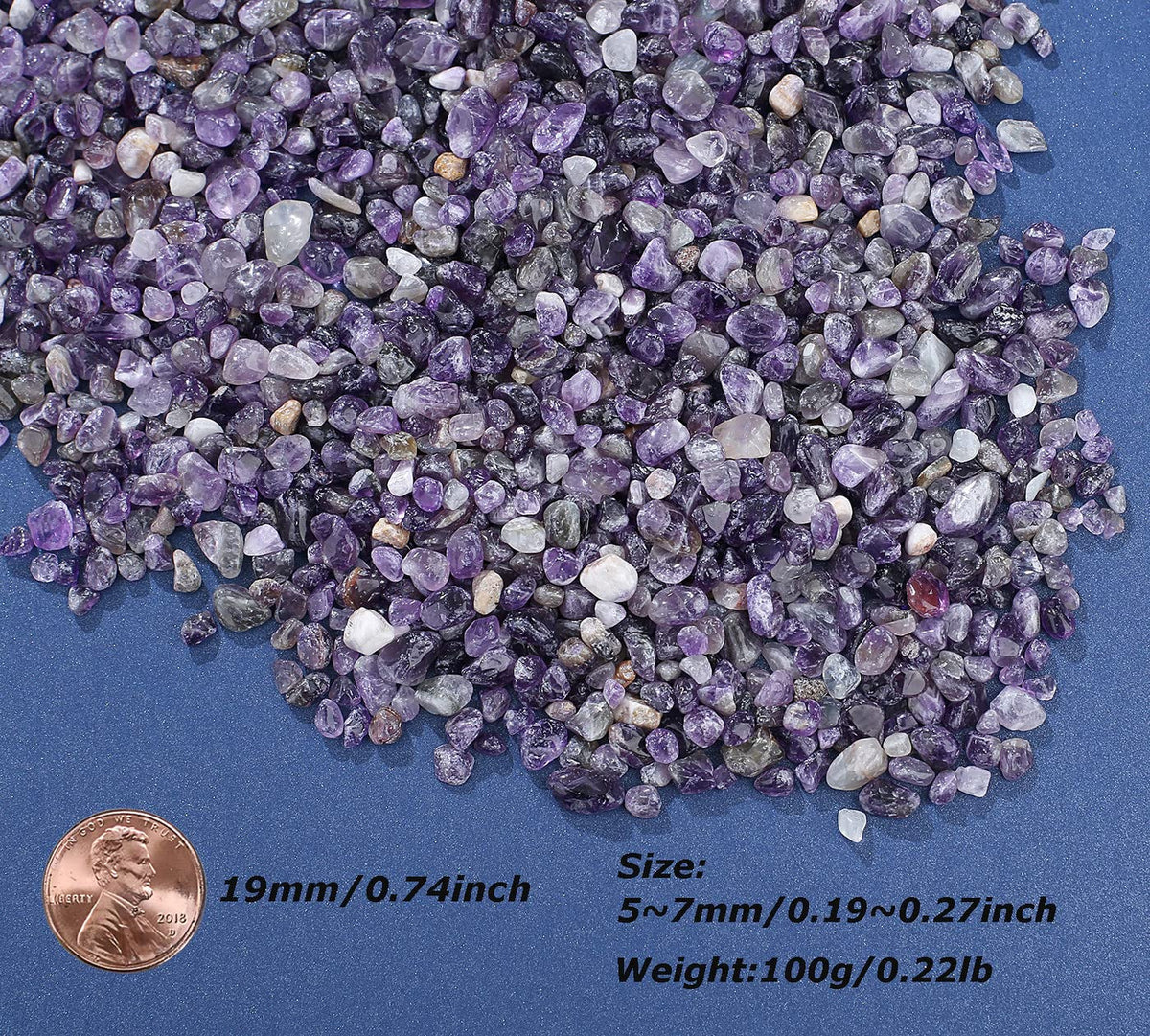 LAIDANLA Amethyst Crushed Stone Crystal Chips Bulk Natural Gemstones Healing Reiki Crystals Mini Quartz Vase Filler Aquarium Gravel 100g